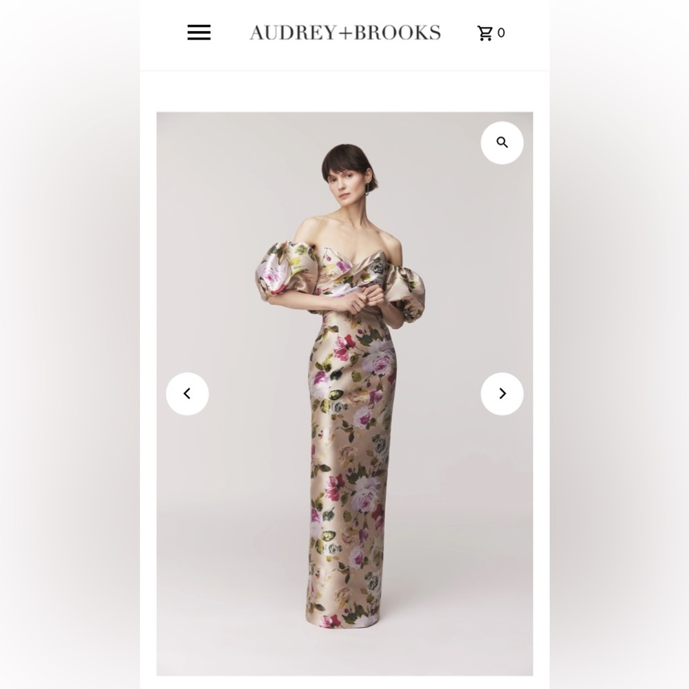 Audrey and Brooks Champagne Floral Gown